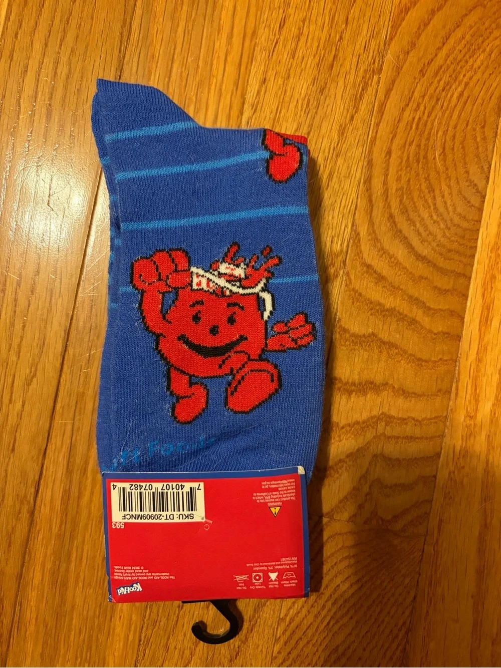 Kool-Aid Men's Blue Crew Socks with Red Kool-Aid Man